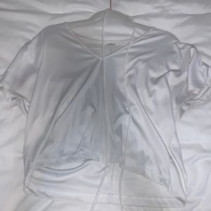 Böhme White Drawstring Cropped Blouse
